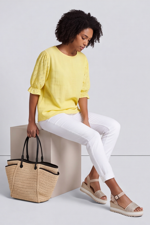 Ariana Cotton Tunic Top Yellow - Image 2