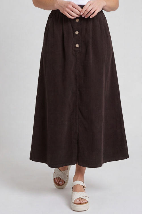 Zinnia Needlecord Skirt Cocoa - Image 2