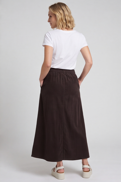 Zinnia Needlecord Skirt Cocoa - Image 4