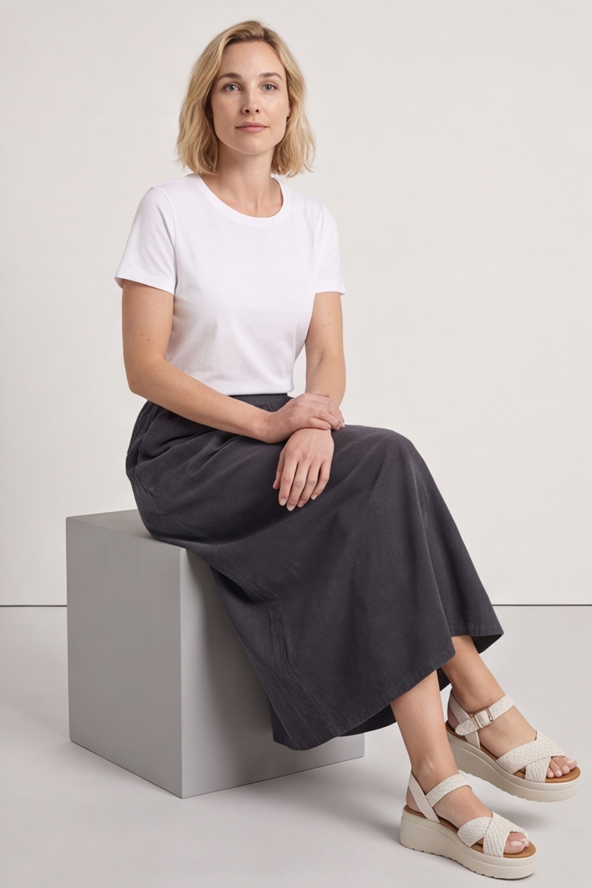 Zinnia Needlecord Skirt Charcoal