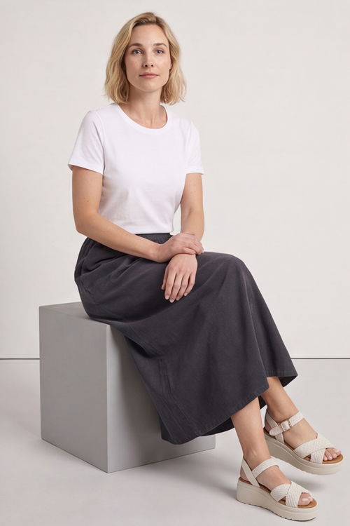 Zinnia Needlecord Skirt Charcoal - Image 3