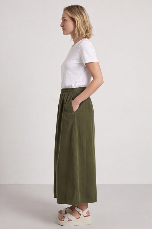 Zinnia Needlecord Skirt Olive - Image 1