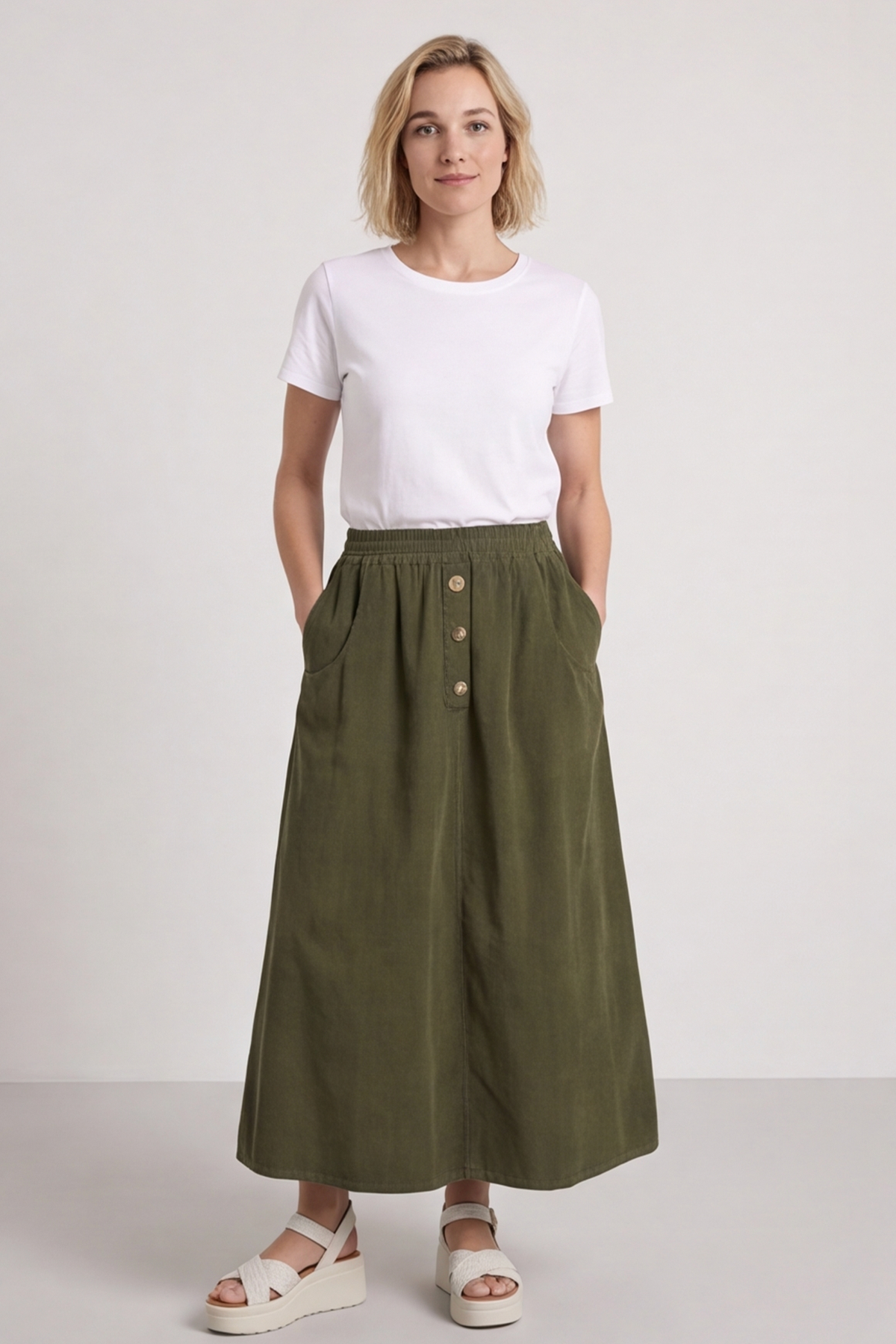 Zinnia Needlecord Skirt Olive