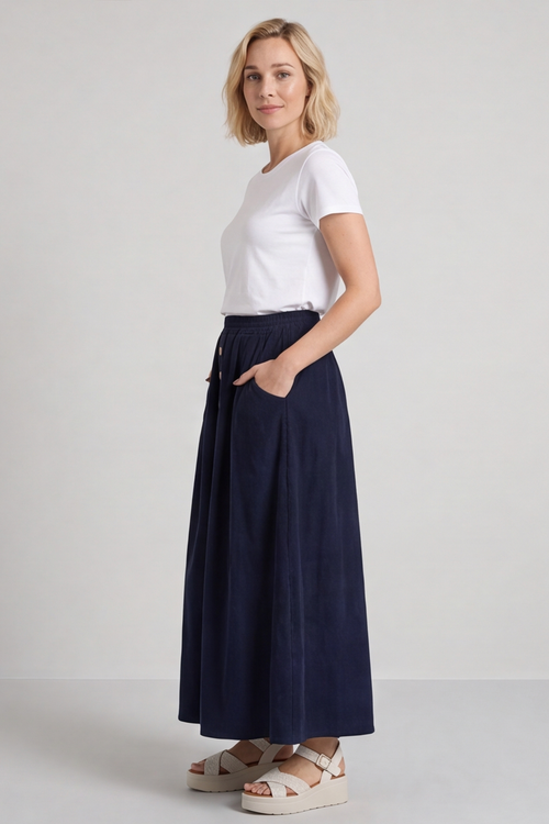 Zinnia Needlecord Skirt Navy - Image 3