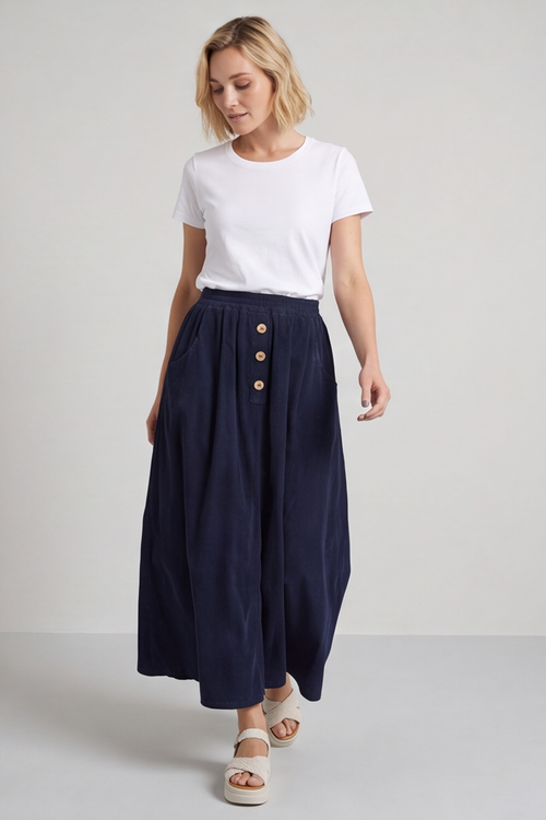 Zinnia Needlecord Skirt Navy - Image 1