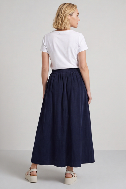 Zinnia Needlecord Skirt Navy - Image 5
