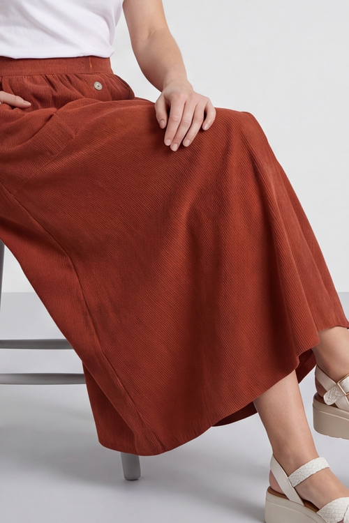 Zinnia Needlecord Skirt Burnt Orange - Image 4