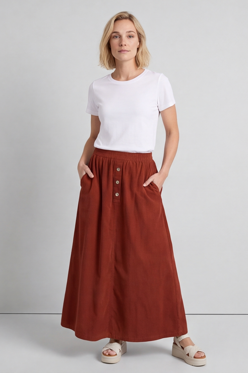 Zinnia Needlecord Skirt Burnt Orange - Image 7