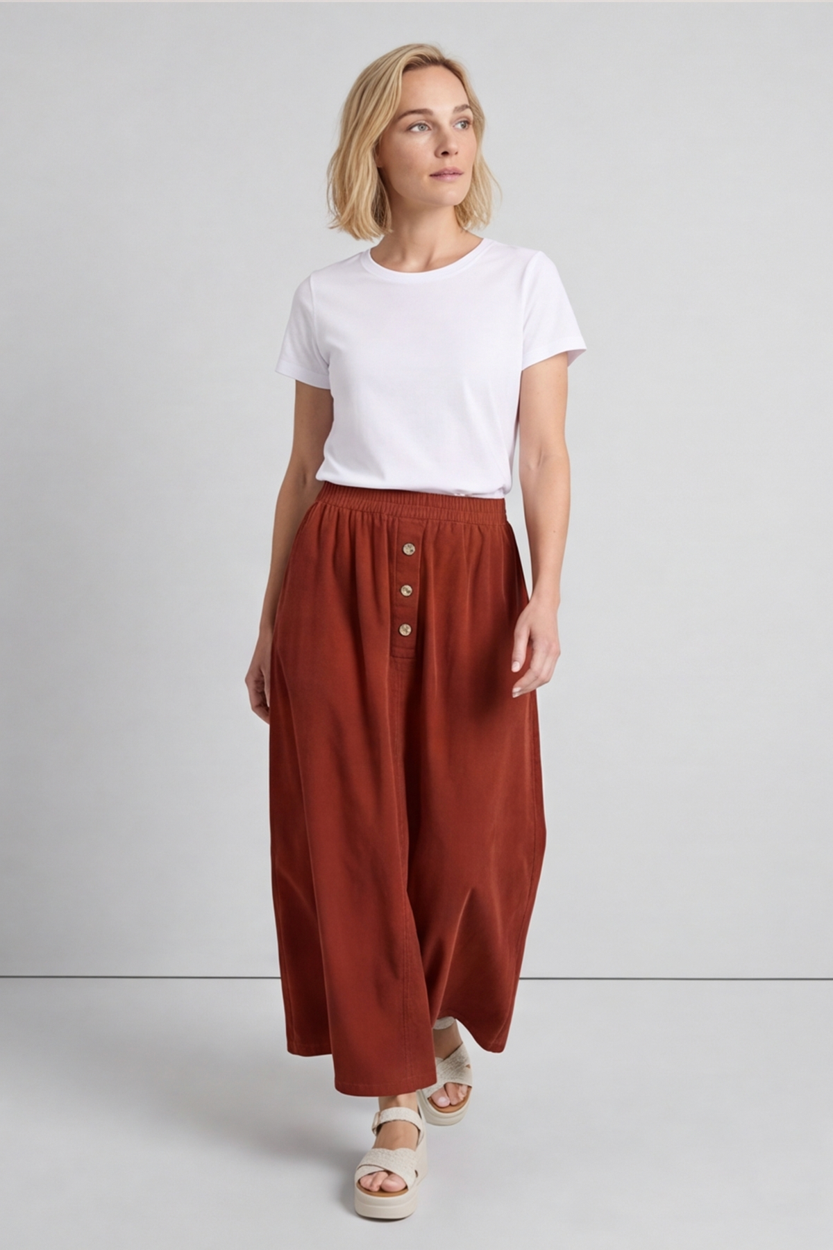 Zinnia Needlecord Skirt Burnt Orange