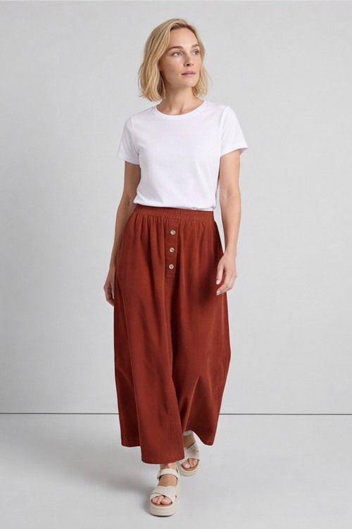 Zinnia Needlecord Skirt Burnt Orange - Image 8