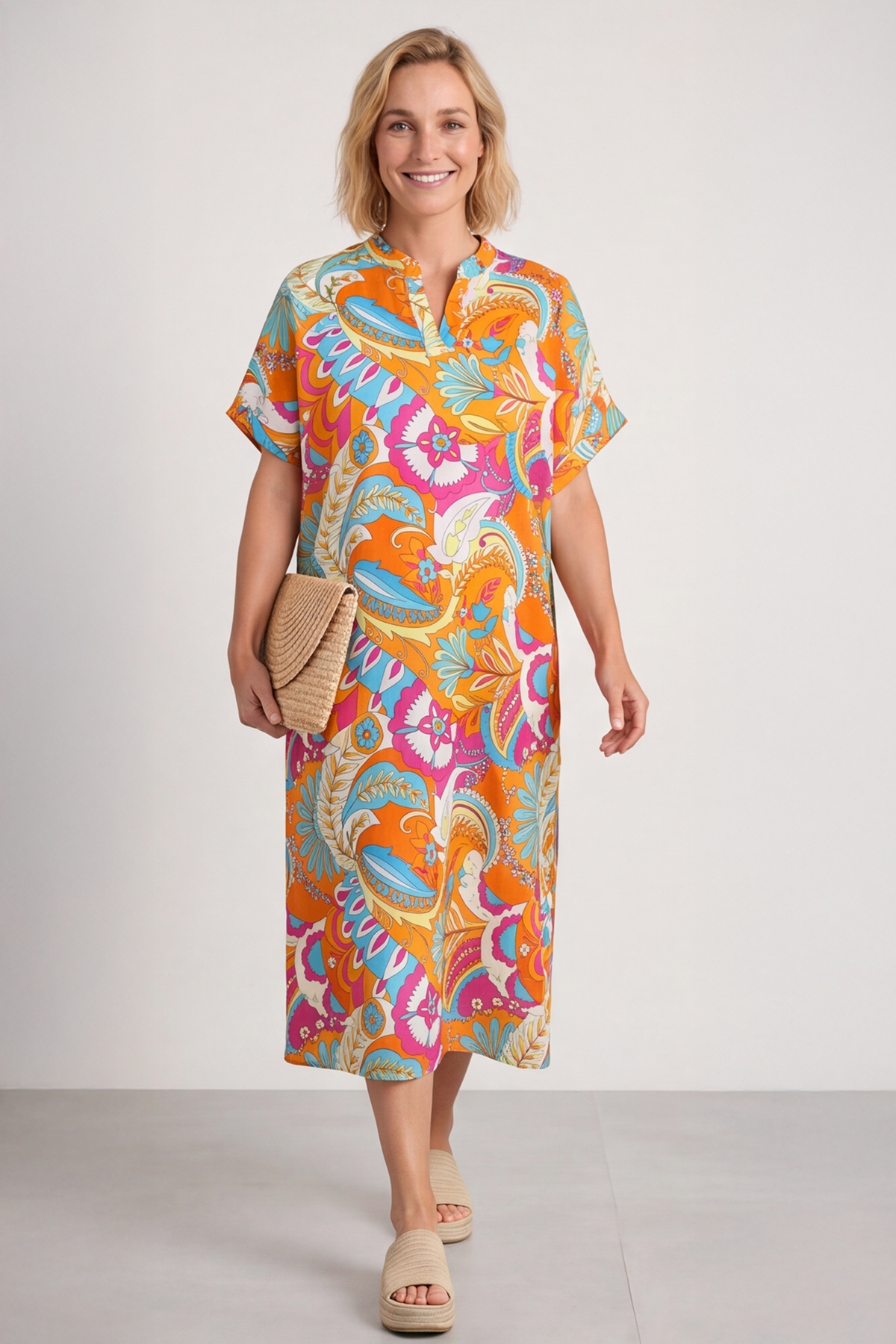 Zuri Psychedelic Print Dress Orange