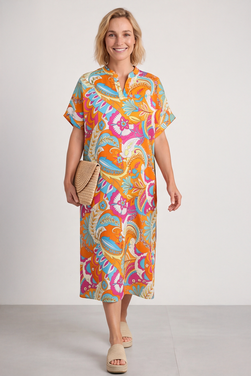 Zuri Psychedelic Print Dress Orange - Image 2