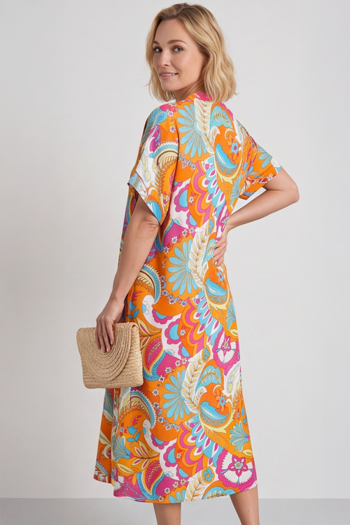 Zuri Psychedelic Print Dress Orange - Image 4