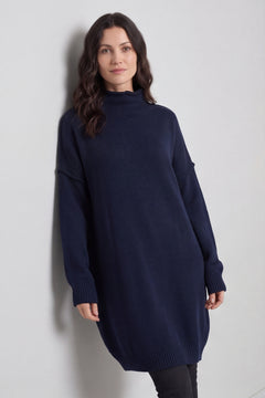 Bridie Polo Neck Knitted Tunic Navy