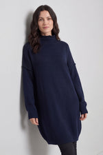 Bridie Polo Neck Knitted Tunic Navy Navy - Bridie Polo Neck Knitted Tunic Navy