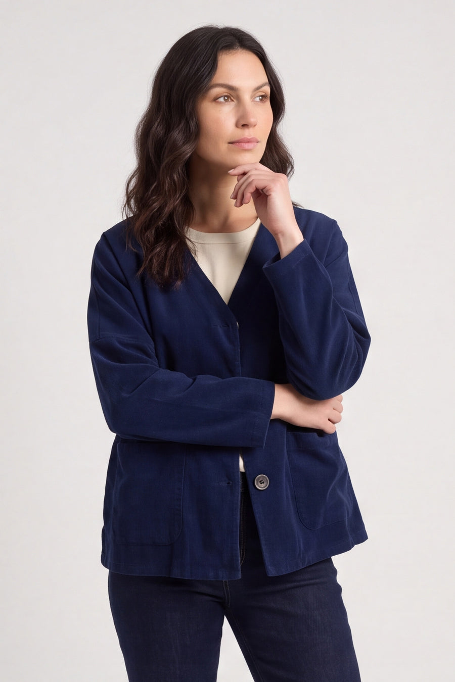 Kristen Needlecord Jacket Navy