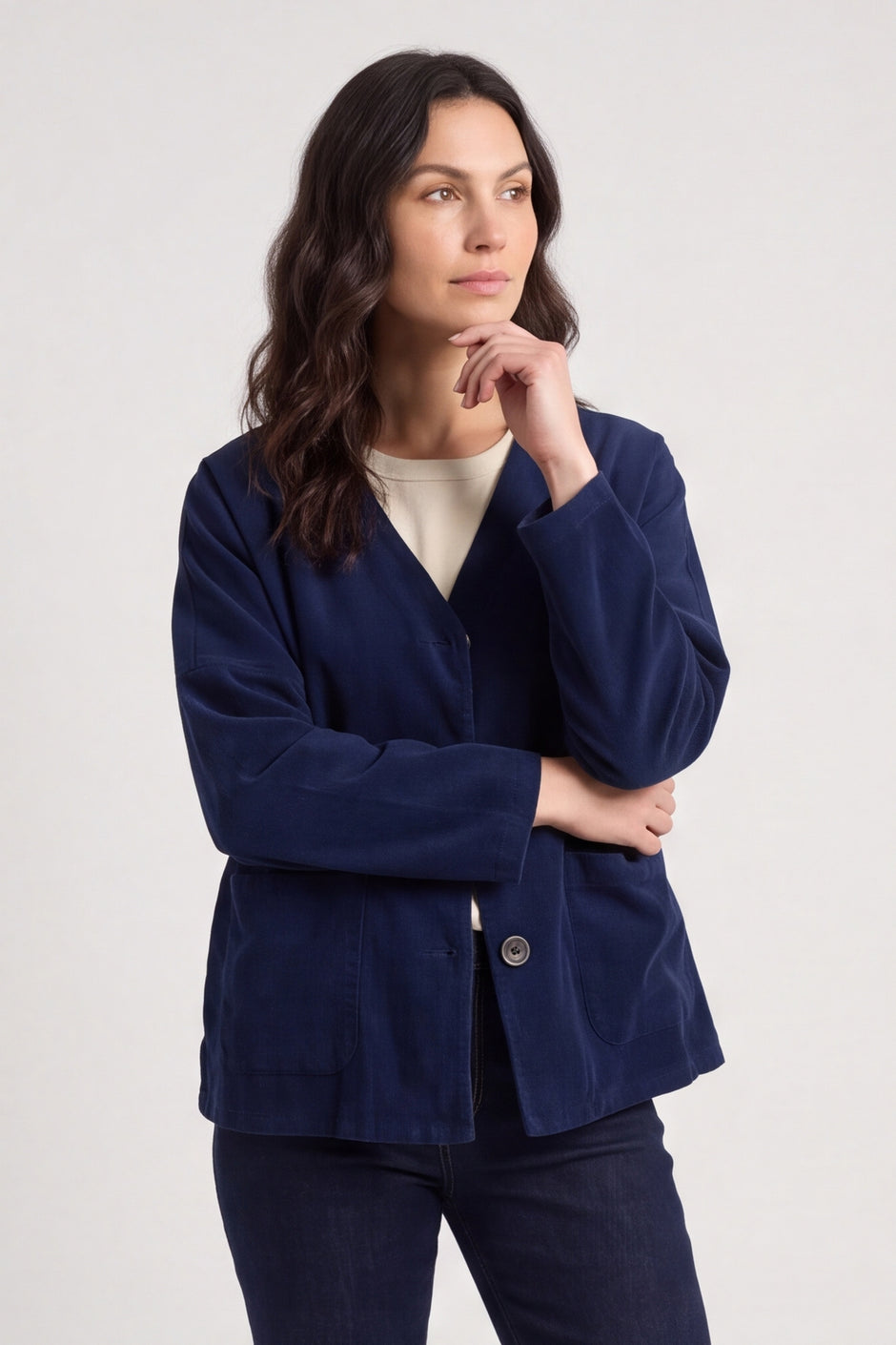 Kristen Needlecord Jacket Navy