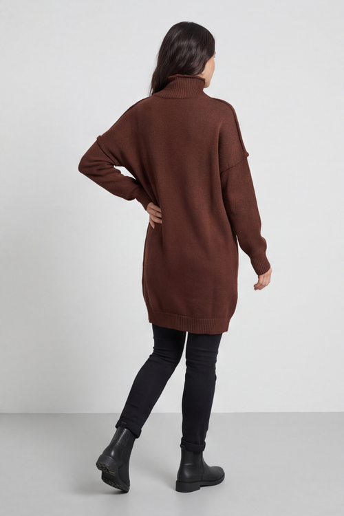Bridie Polo Neck Knitted Tunic Cocoa - Image 5