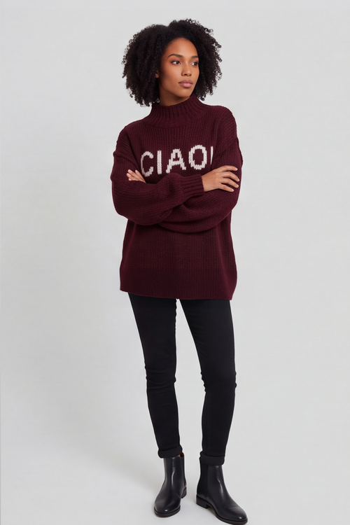 Ciao Knitted Jumper Wine - Image 2