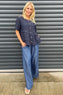 Kyrel Button Linen Top Navy