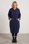 Devyn Hooded Needlecord Dress Navy