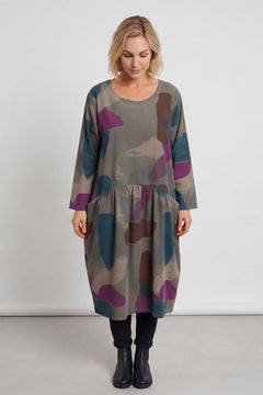 Dreda Print Needlecord Dress Teal