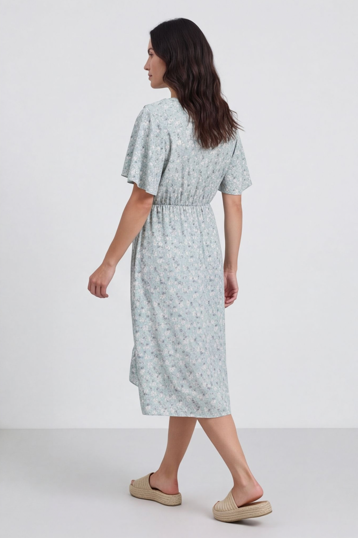 Etienne Floral Wrap Dress Sage Green