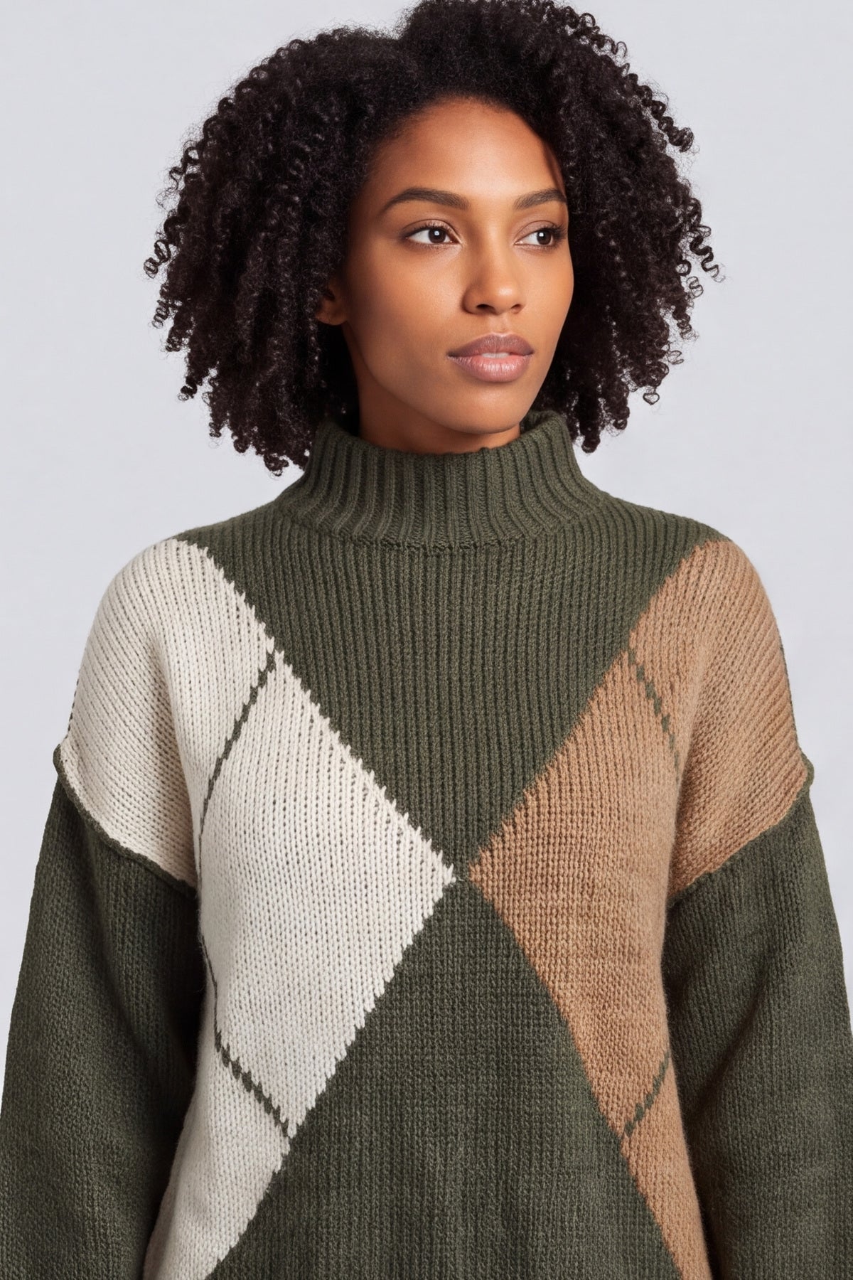 Rodina Argyle Knitted Jumper Khaki