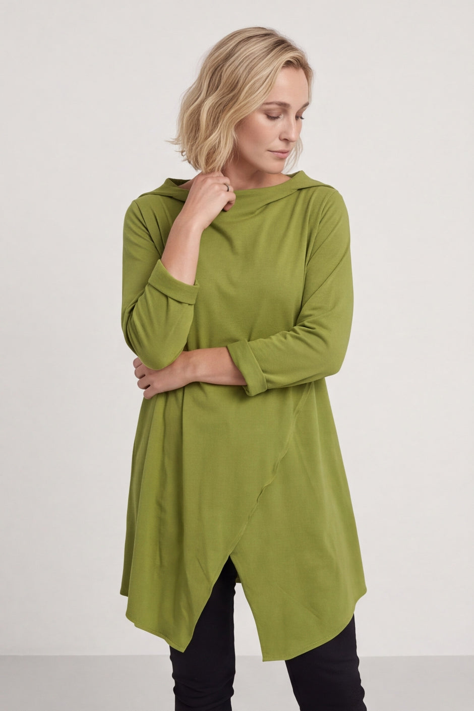 Nelle Cowl Cotton Top Olive