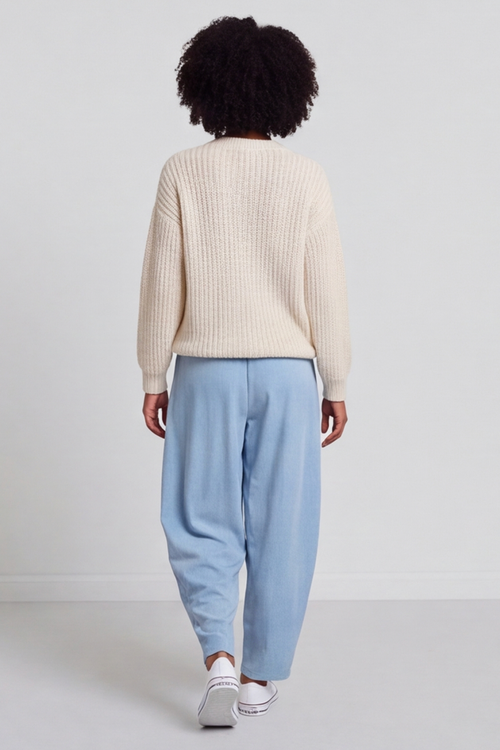 Clarinda Cotton Harem Trousers Powder Blue - Image 5