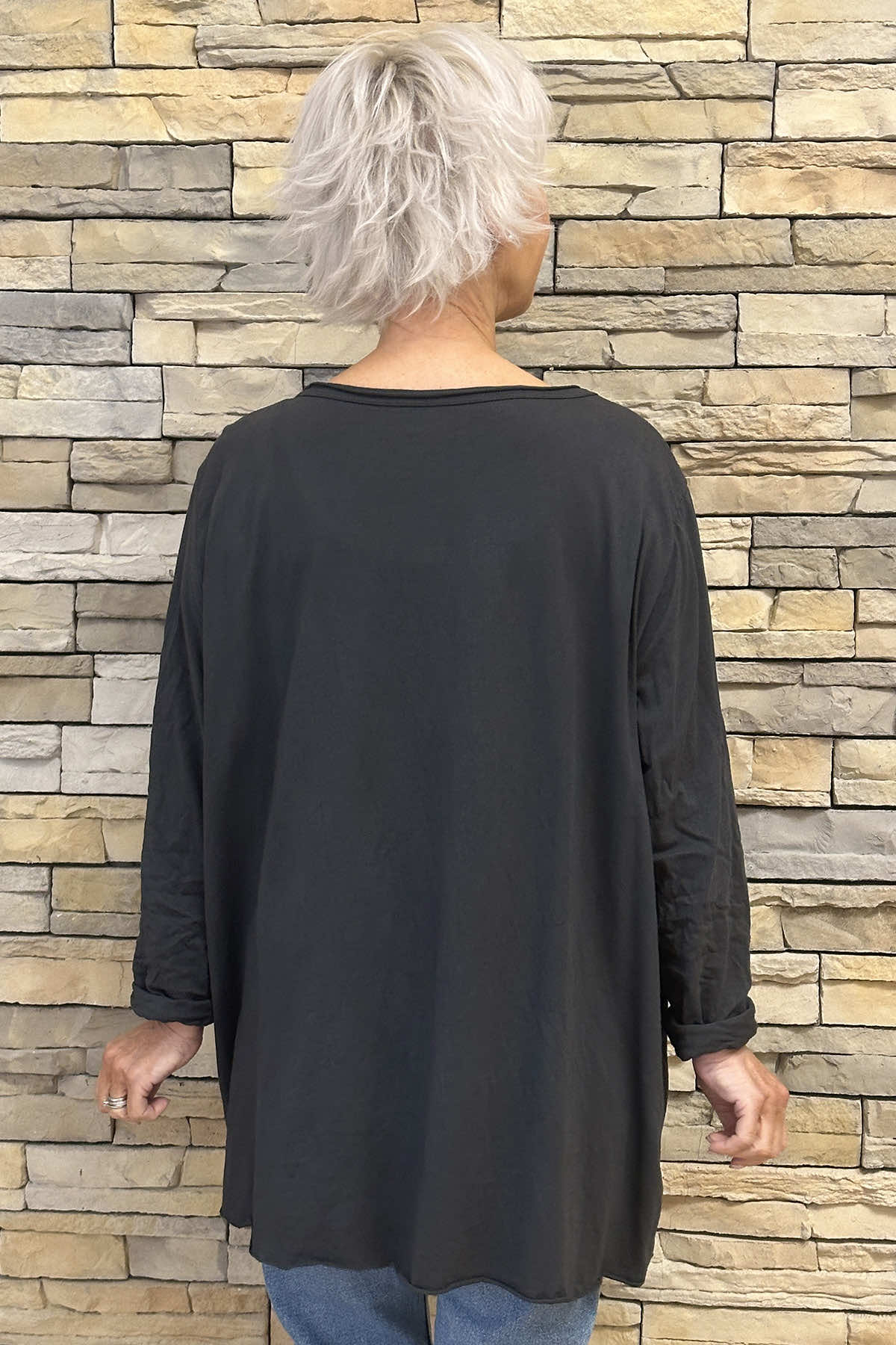 Amber Cotton Top Charcoal