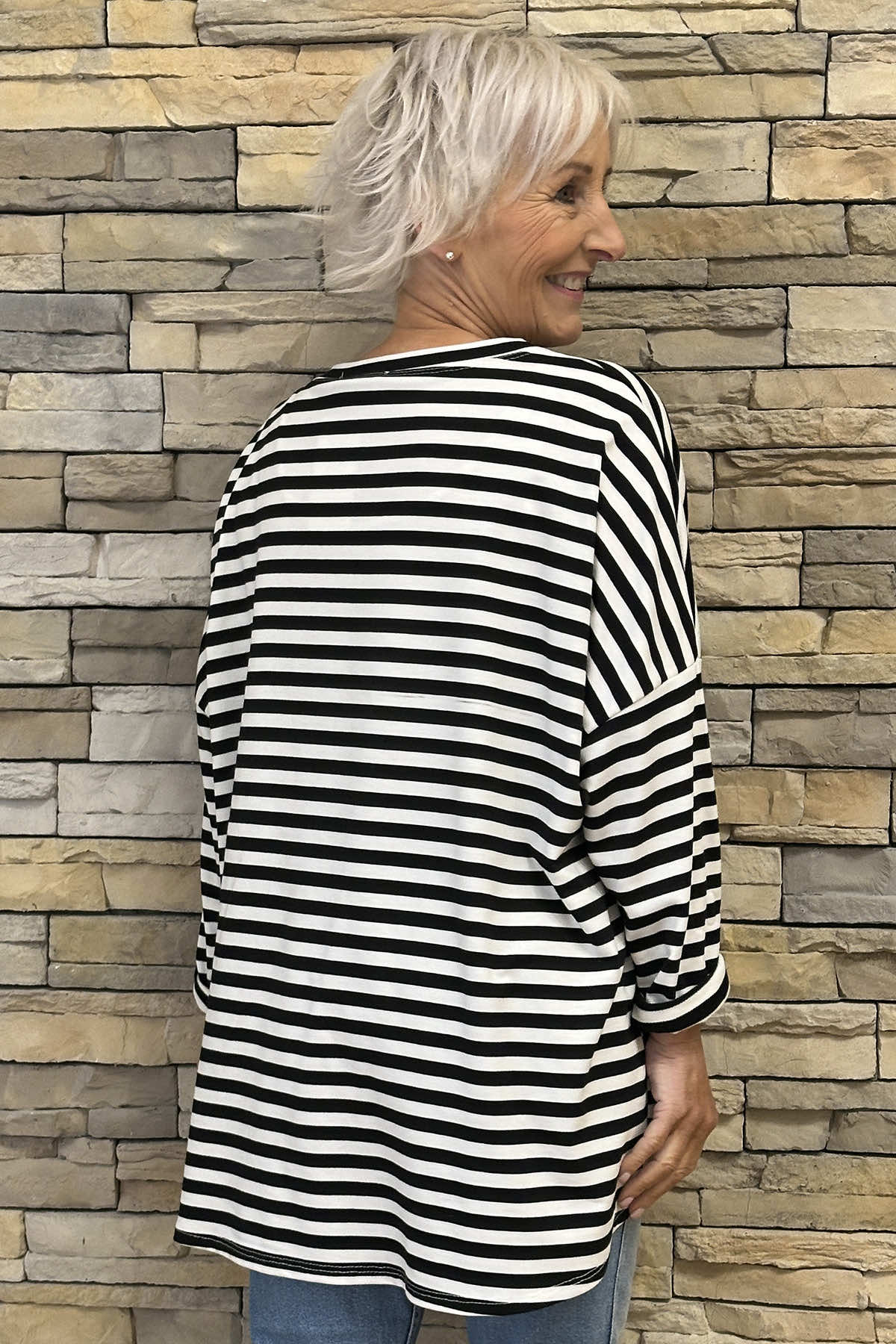 Ariadne Stripe Cotton Top Black