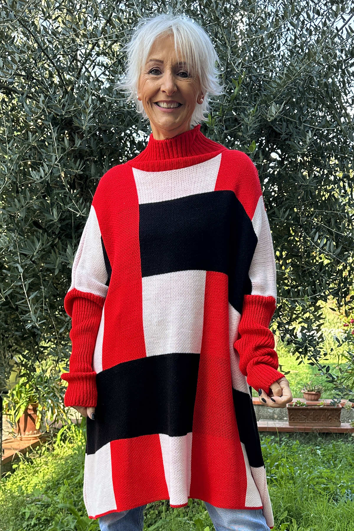 Emilia Polo Neck Knitted Tunic Red