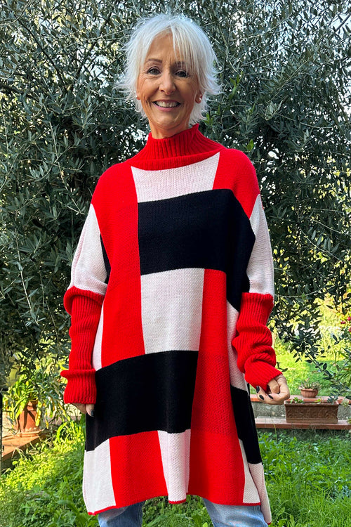 Emilia Polo Neck Knitted Tunic Red