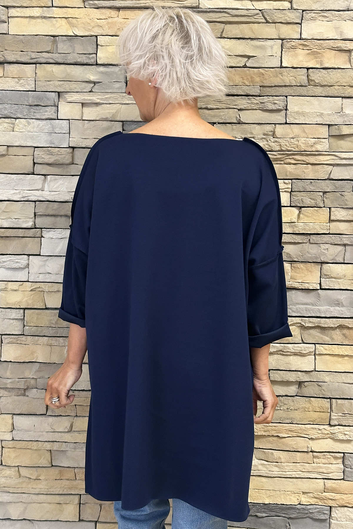 Mabel Dipped Hem Top Navy