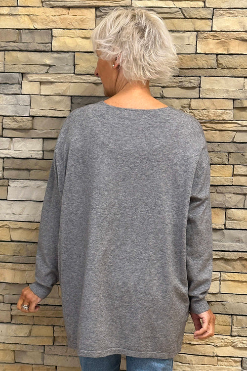 Cassandra V-Neck Jumper Grey - Image 4