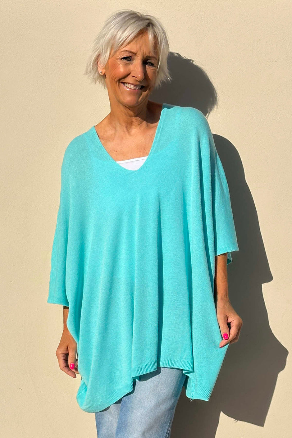 Katya V-Neck Top Aqua