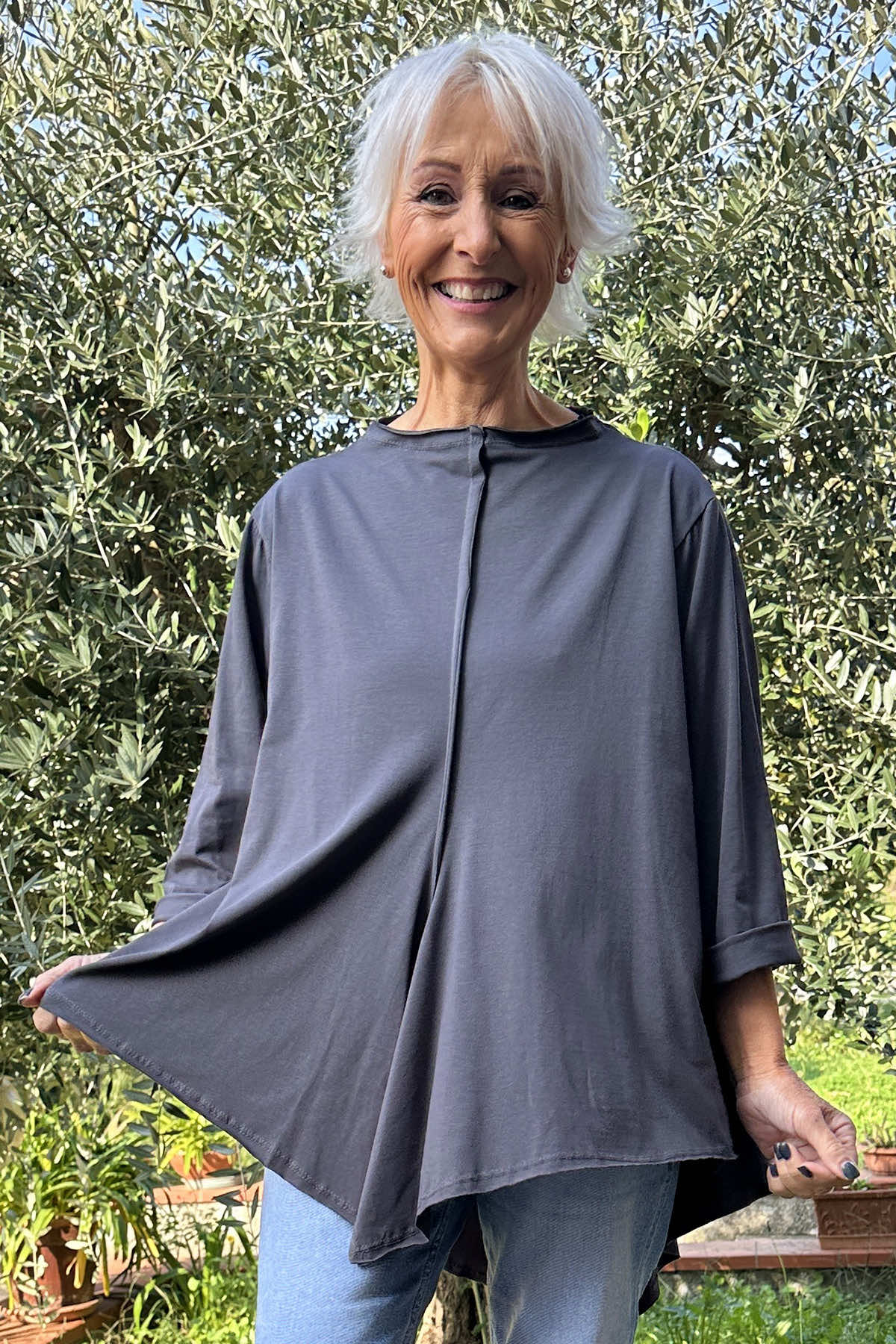 Fiona Cotton Top Charcoal