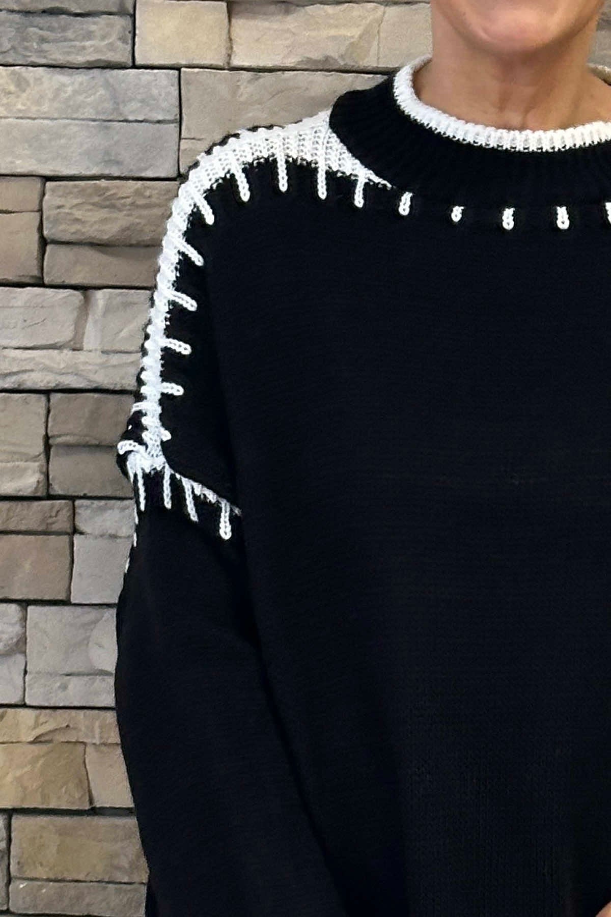 Arabella Seam Detail Knitted Jumper Black