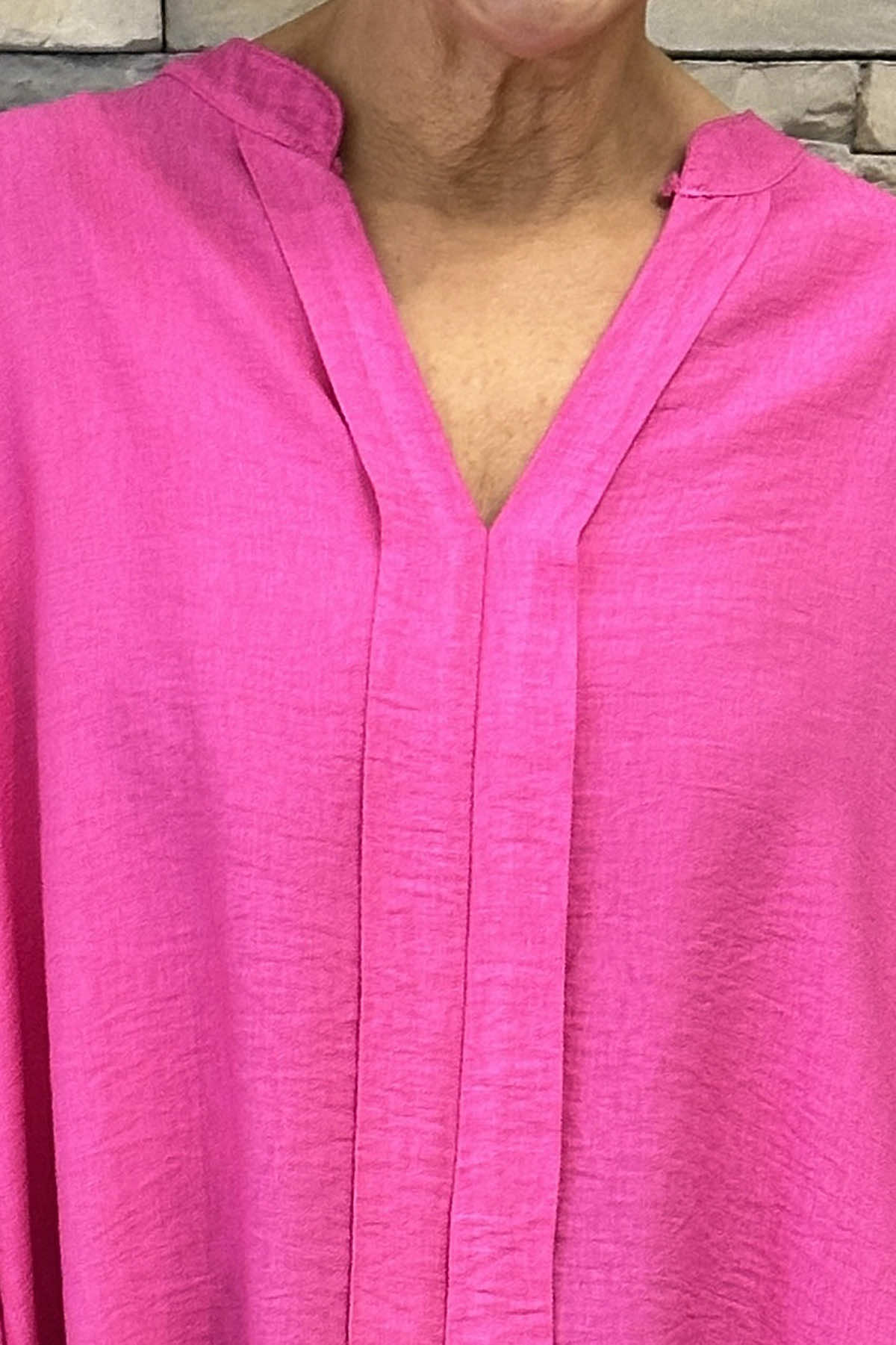 Colette V-Neck Top Fuchsia