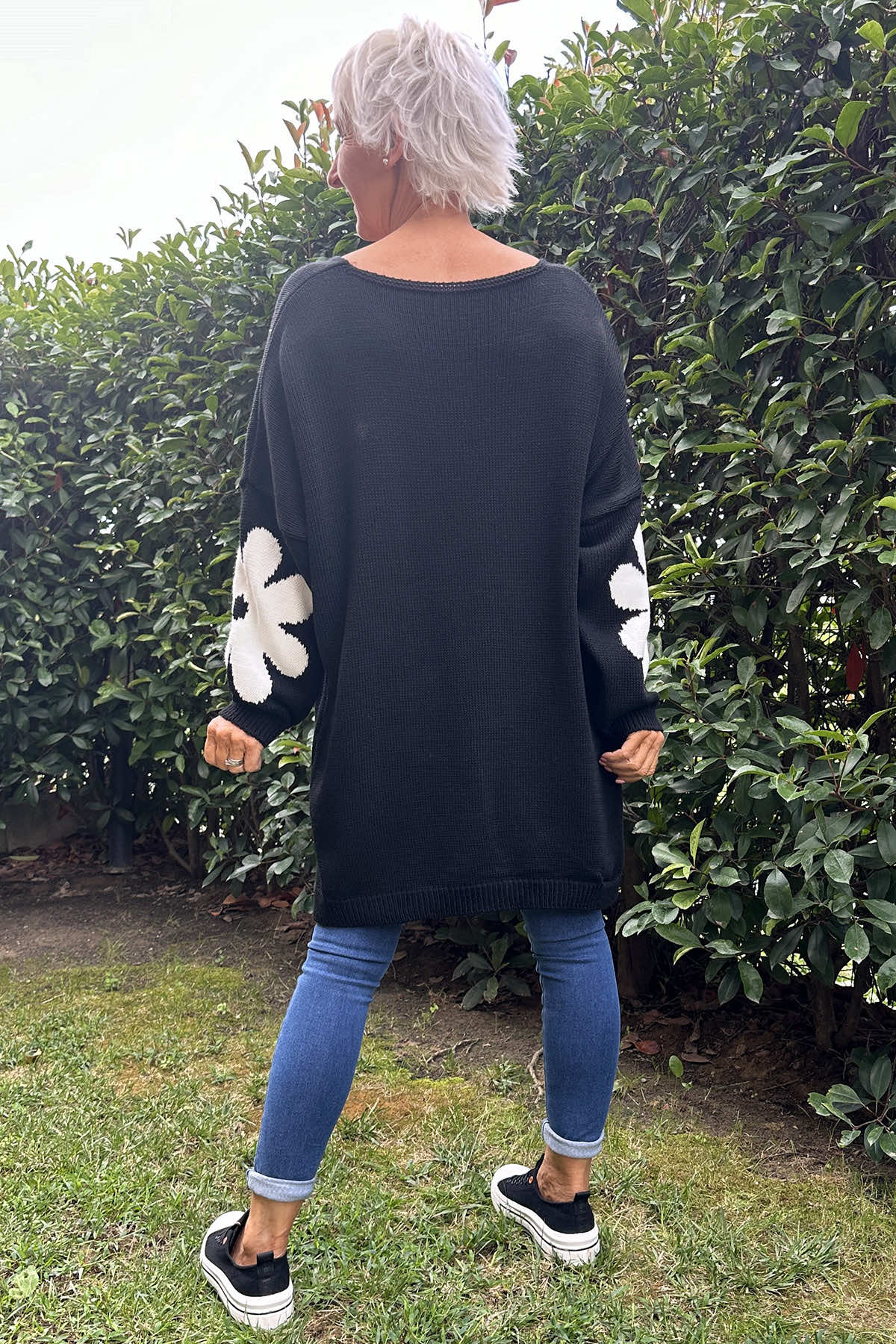 Joan Flower Knitted Jumper Black