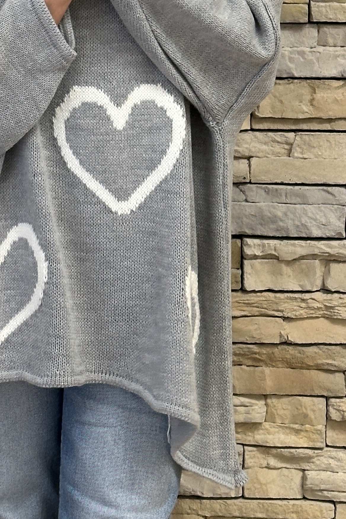 Gianna Heart Knitted Jumper Grey