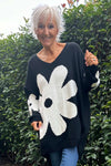 Joan Flower Knitted Jumper Black