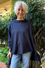 Della Cowl Neck Cotton Top Navy Navy - Della Cowl Neck Cotton Top Navy