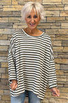 Ariadne Stripe Cotton Top Khaki