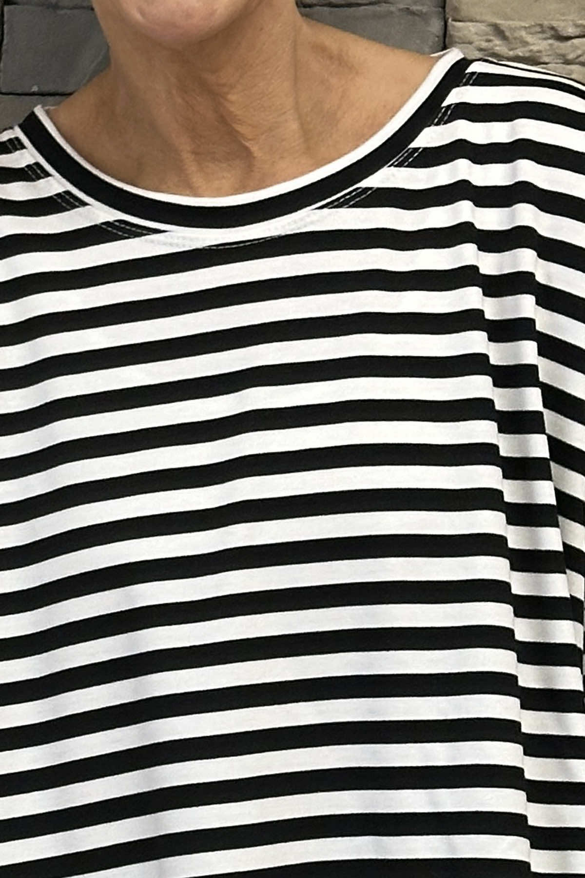 Ariadne Stripe Cotton Top Black