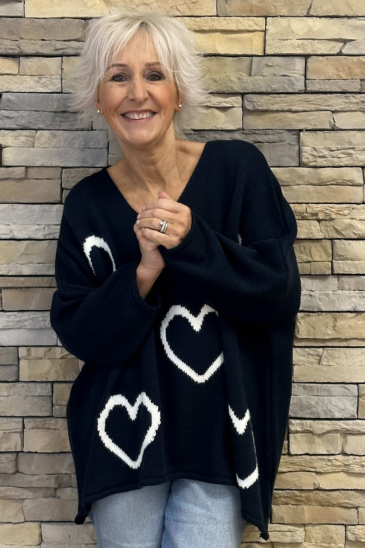 Gianna Heart Knitted Jumper Navy