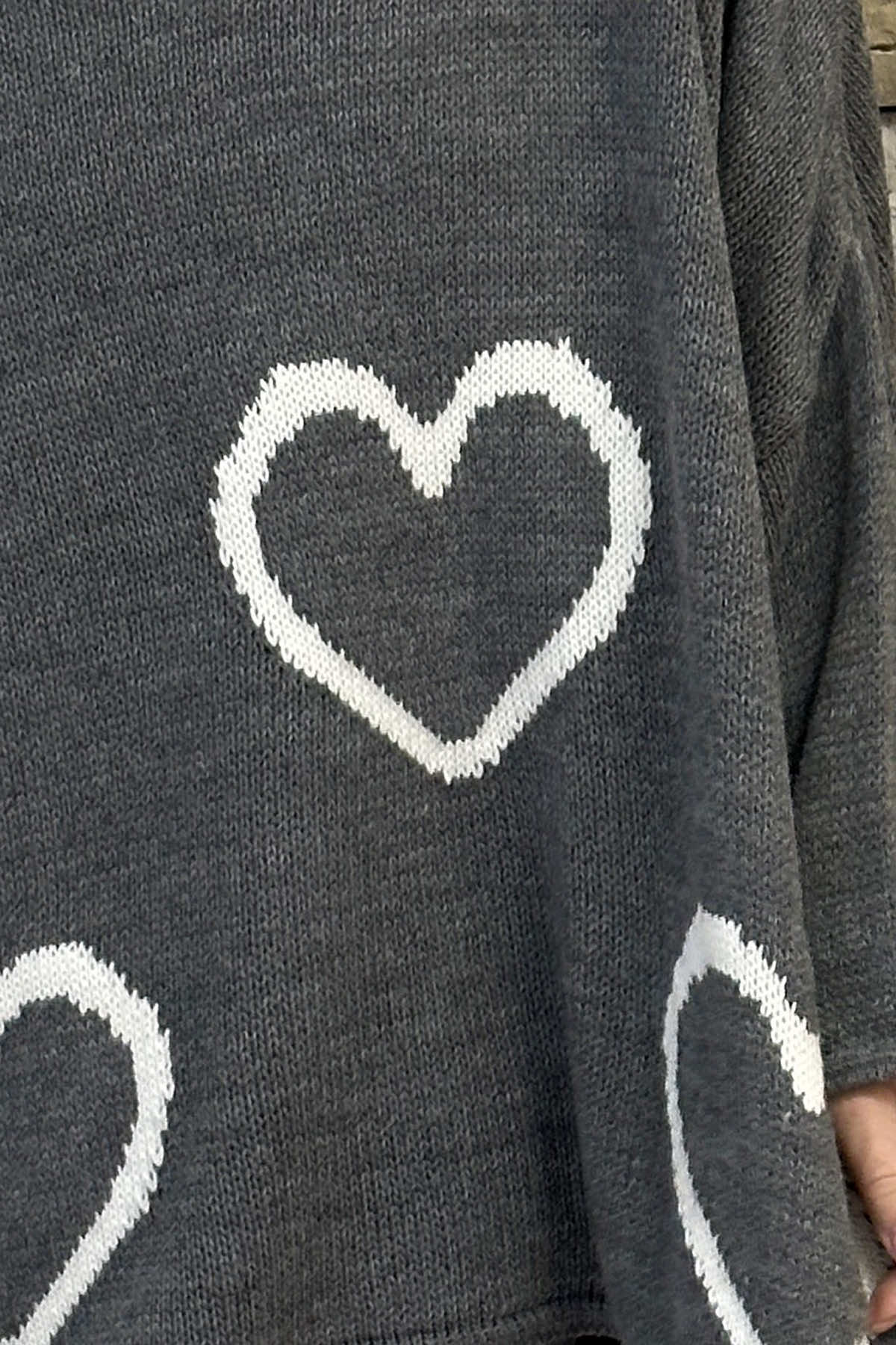 Gianna Heart Knitted Jumper Mid Grey