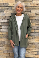 Lara Hooded Cotton Jacket Khaki Khaki - Lara Hooded Cotton Jacket Khaki