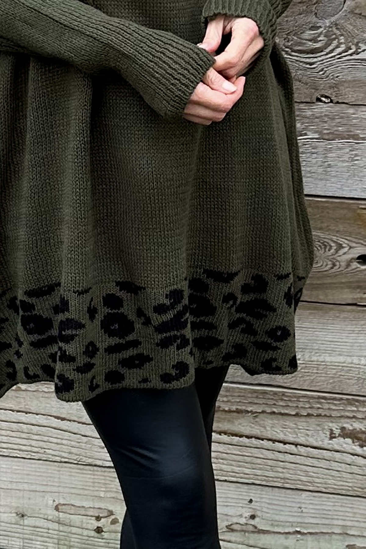 Robyn Leopard Knit Jumper Khaki